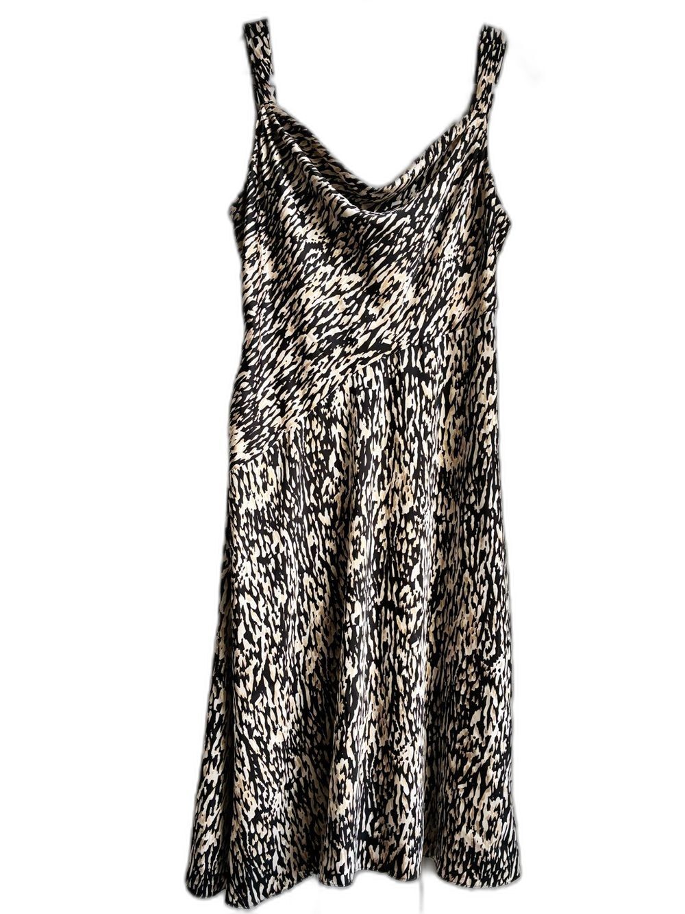 DKNY Animal Print MIDI Dress Sleeveless Cowl Neck Size 14